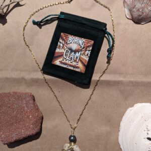 Alluring Hag Stone Necklace with Black Pearl - No Fade Gold Chain Boring Clam Original